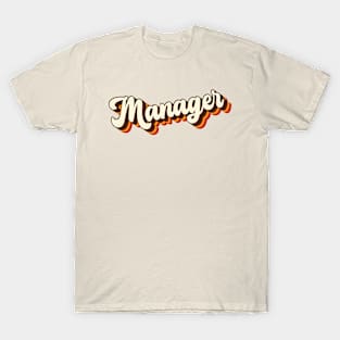 Retro 70s 3D Groovy Calligraphy Manager T-Shirt